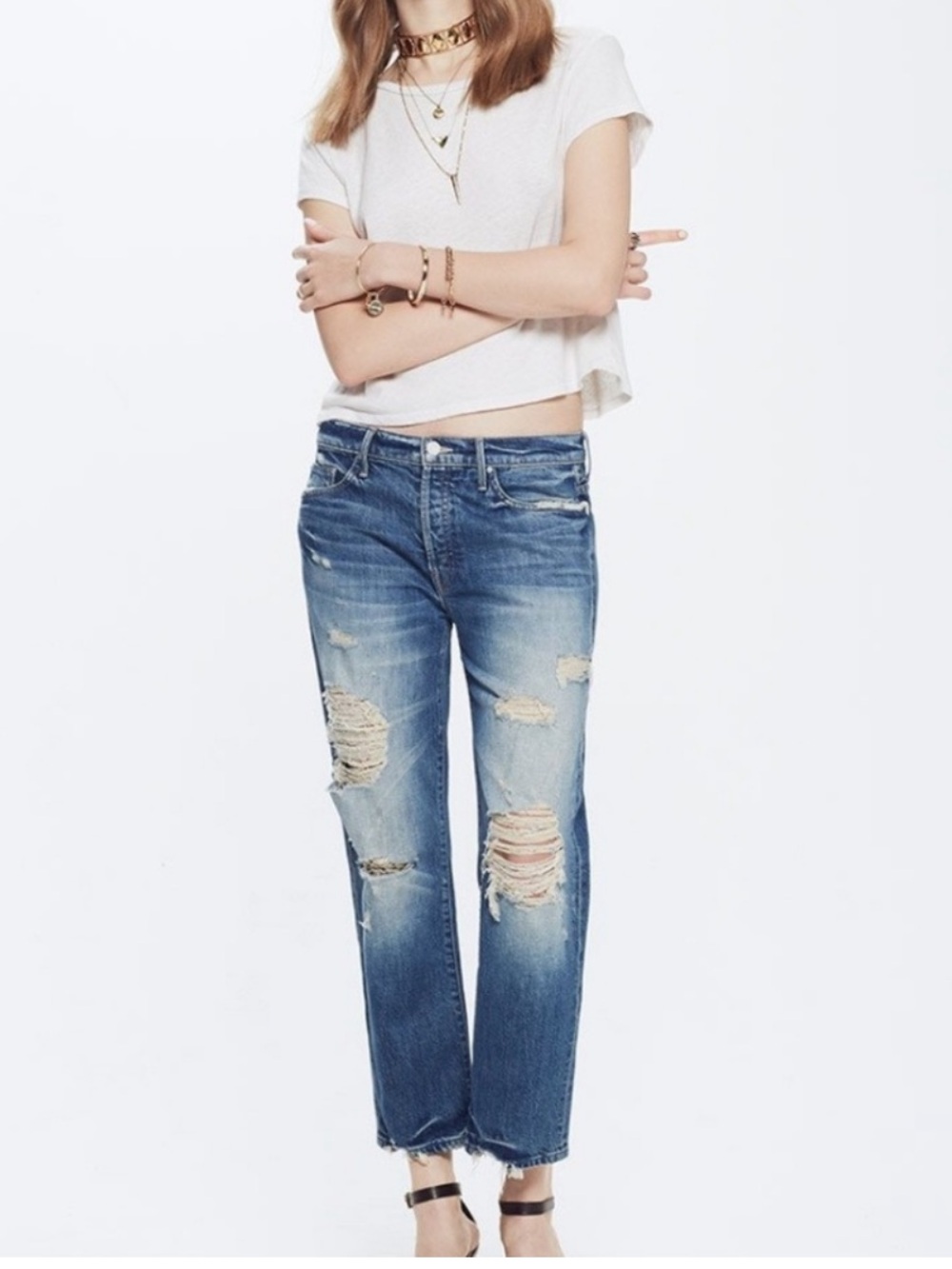 Mother The Saint Soul Seeker Distressed Jeans